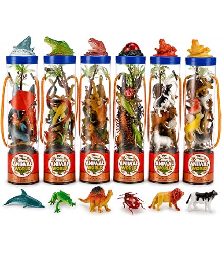Amazon.co.jp: 動物フィギュア 74ピース リアルなミニ恐竜 昆虫 海農場